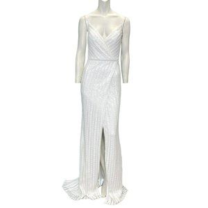 Colors Sequin Surplice Sleeveless Sparkle Gown White Size 2 NWT